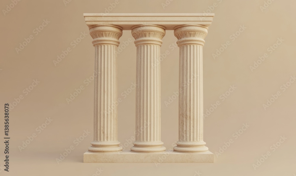 Obraz premium Beige classical columns against a pastel backdrop