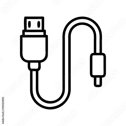 Usb cable icon vector illustration, data transfer cable, connection cable, charger cable, wire cable design