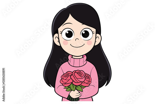 cute girl anime  art illustration vector