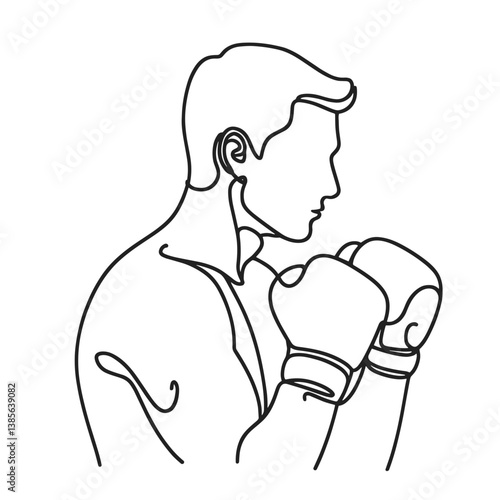 Outline of a Man Boxing in a Dynamic Pose  