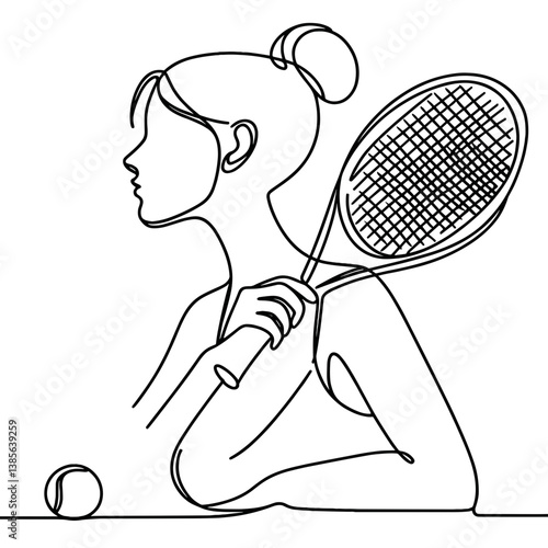 Woman Playing Tennis with a Racket on Transparent Background  
