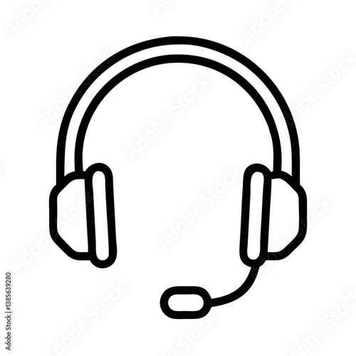Headset vector icon for call center support service and communication device for online meeting and gaming use