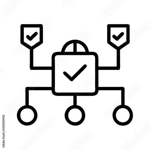 Workflow automation process diagram with check marks and circles for task management system process flow