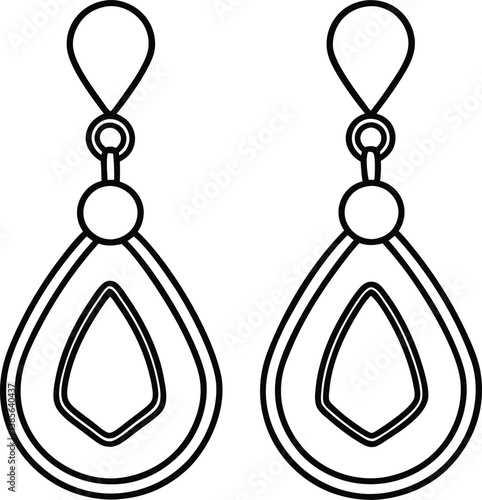 Dangle Earrings Outline, Fashion Jewelry, Teardrop Shape, Accessory Design, Elegant Style