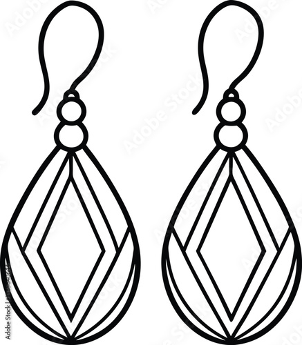 Dangle Earrings, Black Outline, Geometric Style, Jewel, Jewellery, Symmetry, Fashion