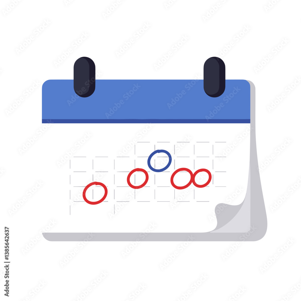 Calendar with red and blue highlights marking important match dates Calendar with red and blue highlights marking important match dates