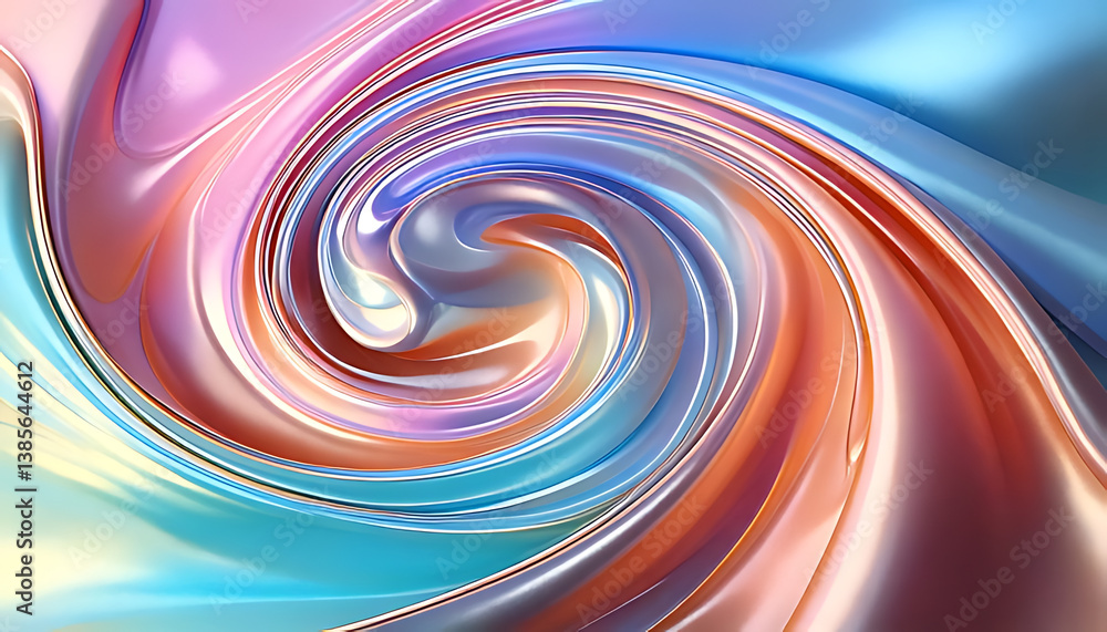 Fototapeta premium Abstract Liquid Swirl Forming Gentle Vortex with Colorful Metallic Shine