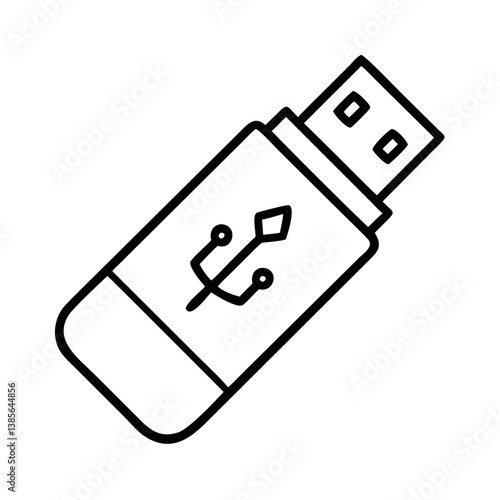 Usb flash drive vector icon for data storage portable memory stick and computer accessory outline design element