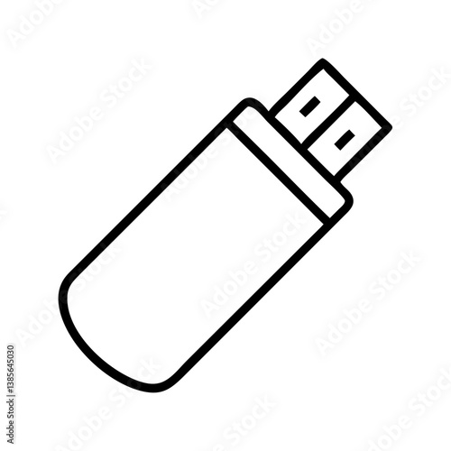 Usb flash drive vector icon for data storage and transfer device portable memory stick outline style design 