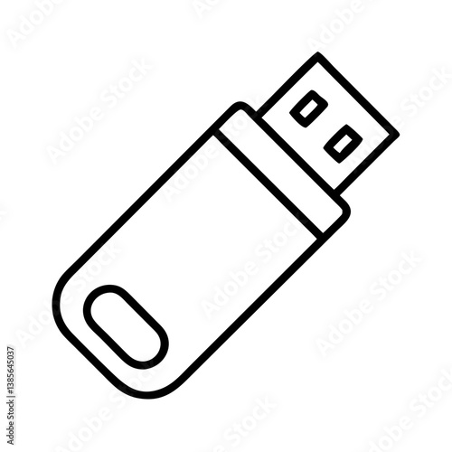 Outline usb flash drive vector icon illustration for data storage and file transfer technology design