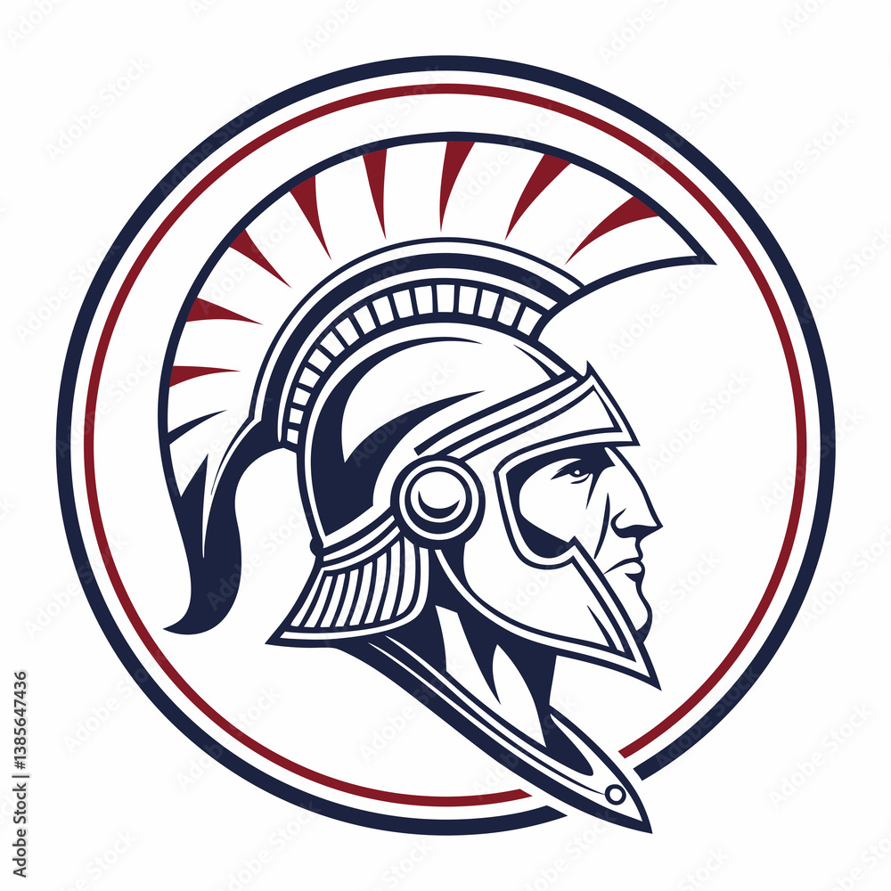 Obraz premium A spartan helmet icon for security logo sign symbol sticker design vector on circle shape 