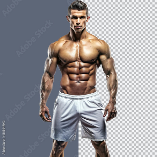 Muscular Man Posing in White Shorts