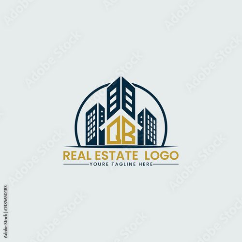 Elegant QB Real Estate Logo with Urban Skyline