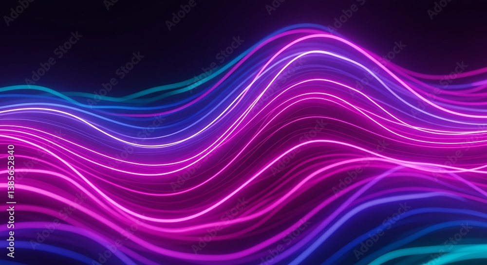 Obraz premium Neon Wave Symphony AI Generated