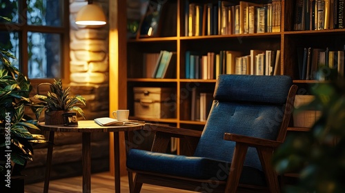 Wallpaper Mural Cozy Reading Nook: A Serene Library Corner Torontodigital.ca