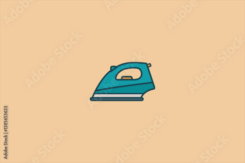 Electric iron color vector illustration.