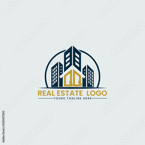 Elegant QQ Real Estate Logo with Urban Skyline