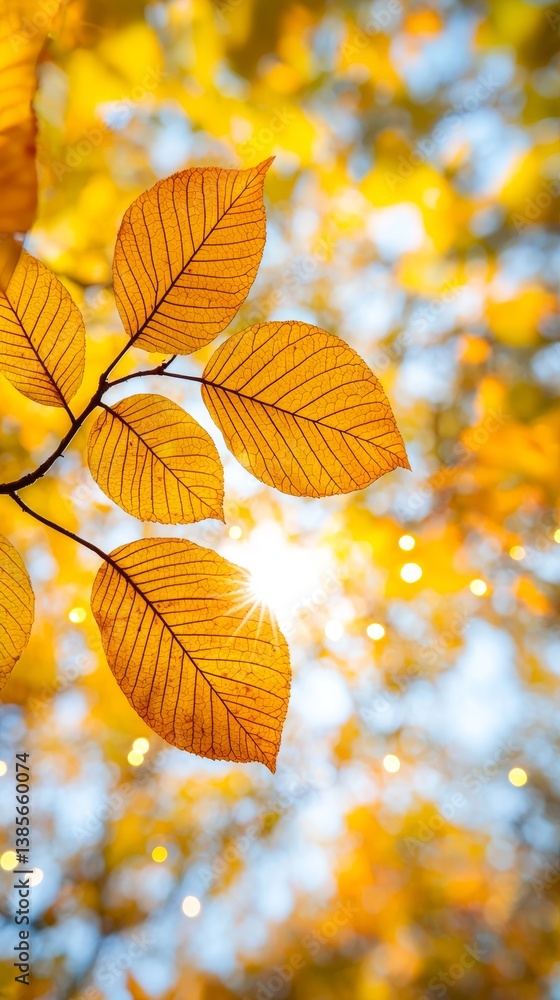 Golden Autumn Leaves Backlit by Sunlight in a Vibrant Forest Nature Photography Scenic Environment Captivating View Golden Autumn Leaves Backlit by Sunlight in a Vibrant Forest Nature Photography Scenic Environment Captivating View