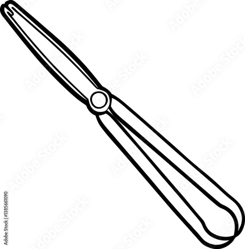 A detailed line drawing of a surgical instrument a long slender forceps
