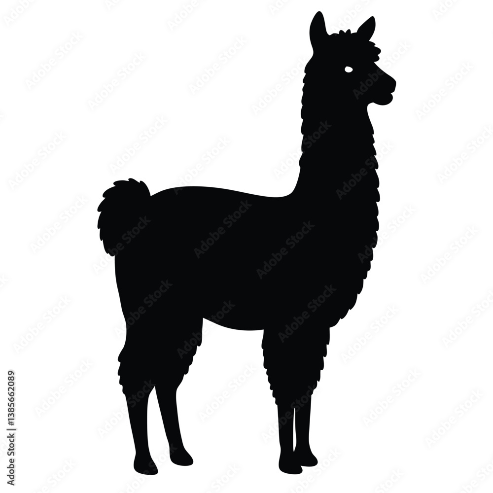 Fototapeta premium llama cartoon illustration vector design, Stylish llama silhouette set for creative artistic purposes, Llama illustration, minimalist llama vector, alpaca silhouette vector illustration.