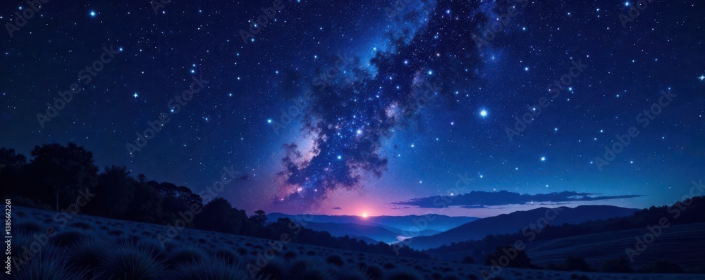 Sparkling starry night scene with constellations in the vast open sky, cosmos, constellation Sparkling starry night scene with constellations in the vast open sky, cosmos, constellation