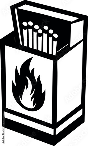 Open Box of Matches with a Flame Icon Illustration Graphic Design