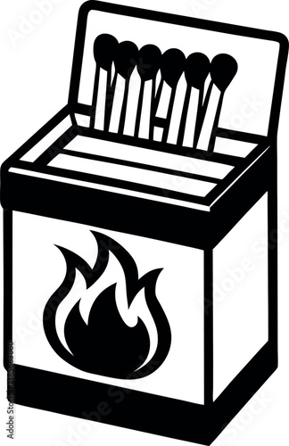 Open box of matches illustration safety fire matches stick light ignite