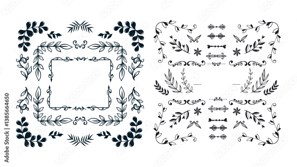 Obraz premium Set hand drawn wedding ornament collection