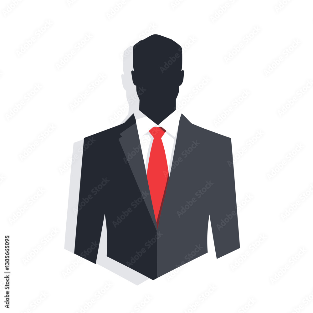 Silhouette of Businessman in Suit and Red Tie Silhouette of Businessman in Suit and Red Tie