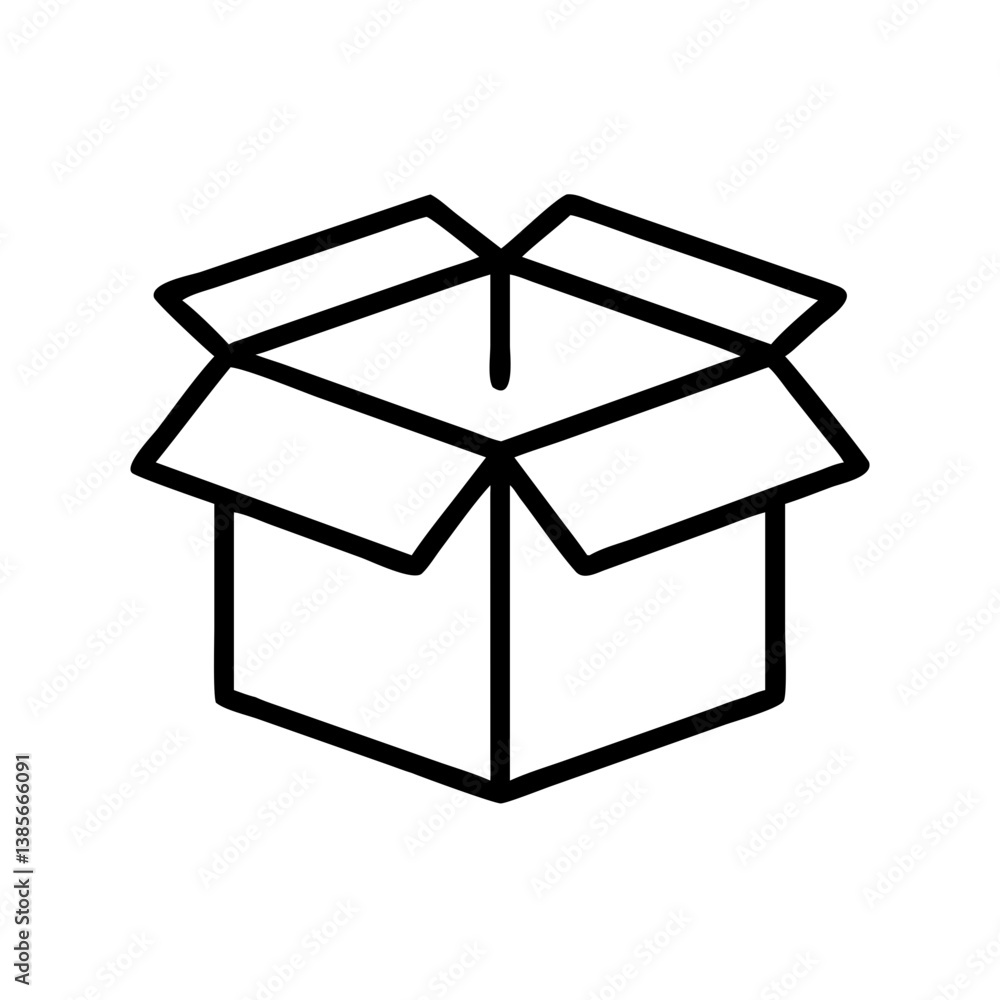 Open Cardboard Box Icon in Minimalist Style Open Cardboard Box Icon in Minimalist Style