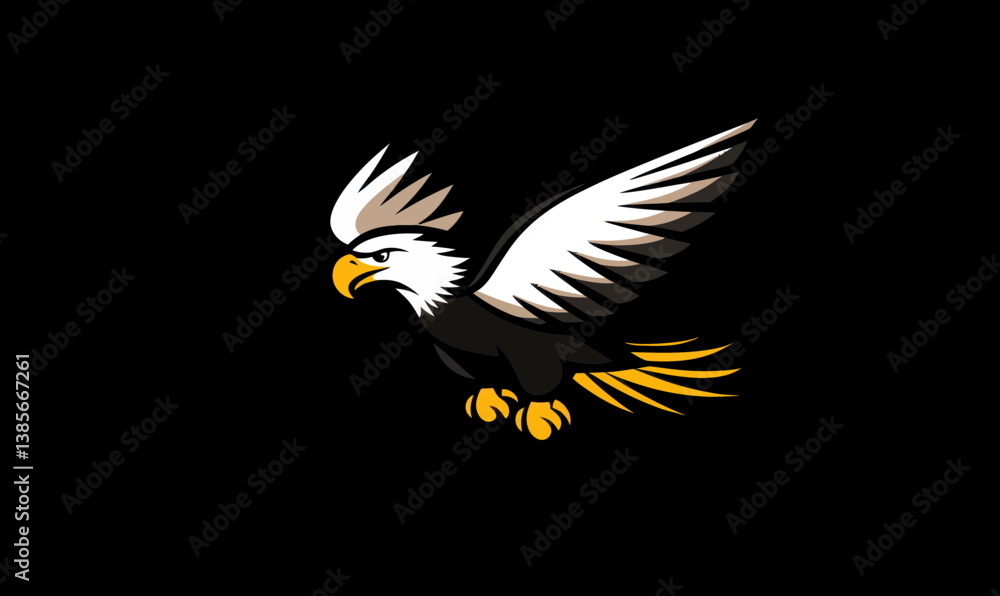 Naklejka premium Flying Eagle Logo Design - Minimalist Vector Emblem for Branding and Mascots