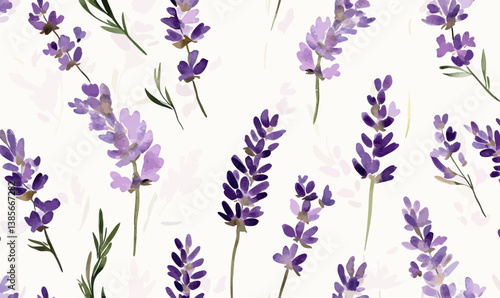 Elegant Lavender Watercolor Pattern for Textile and Wallpaper Design
