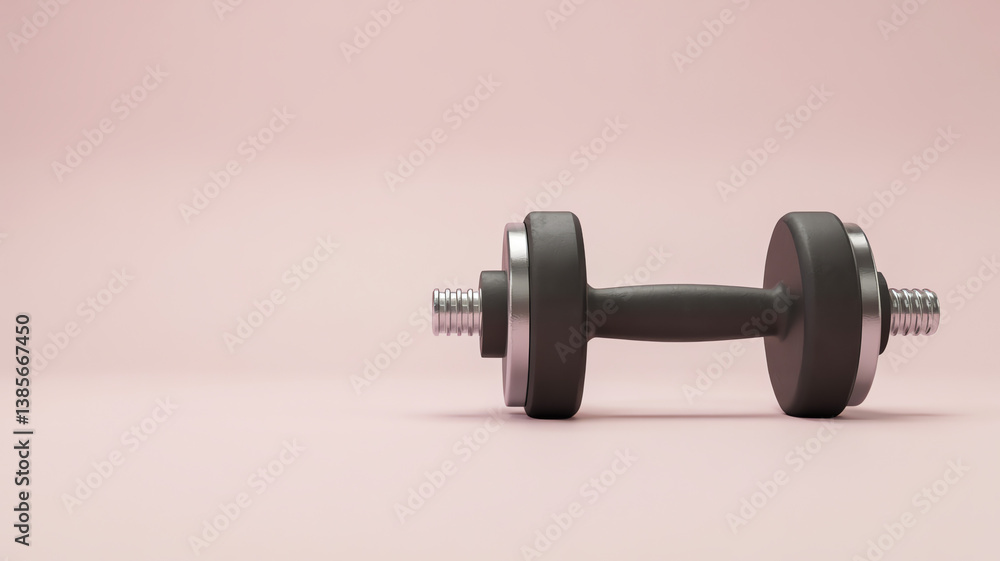 Single Dumbbell on Pink Background for Fitness and Strength Training Inspiration in Minimalist Workout Aesthetic Single Dumbbell on Pink Background for Fitness and Strength Training Inspiration in Minimalist Workout Aesthetic