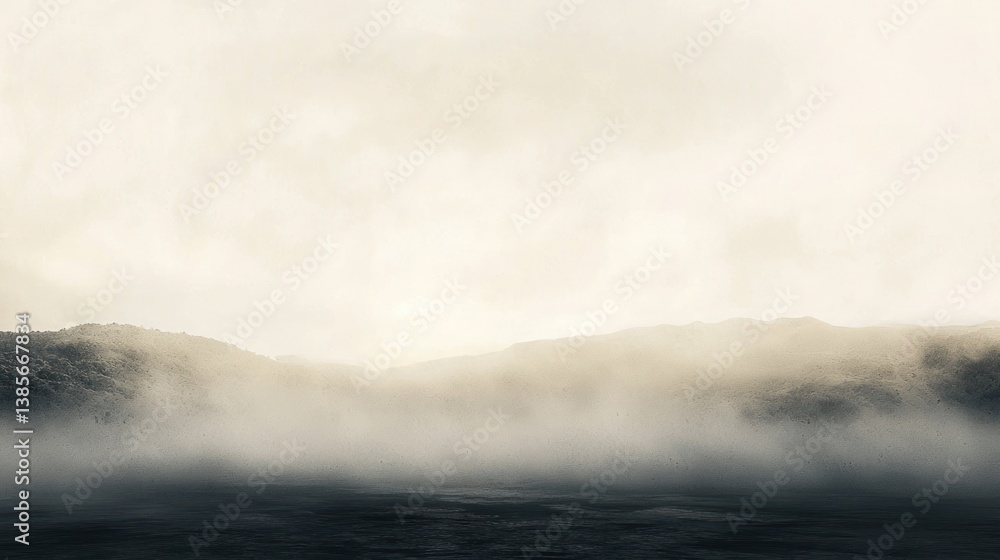 Obraz premium Misty Mountain Landscape: A Serene Dawn in the Hills