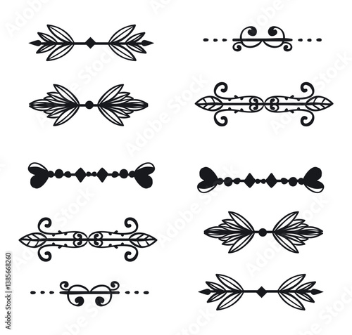 Set hand drawn wedding ornament collection