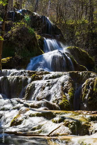 Petrifying waterfalls of Roquefort, in Ariège, formed by the water of the Turasse springs