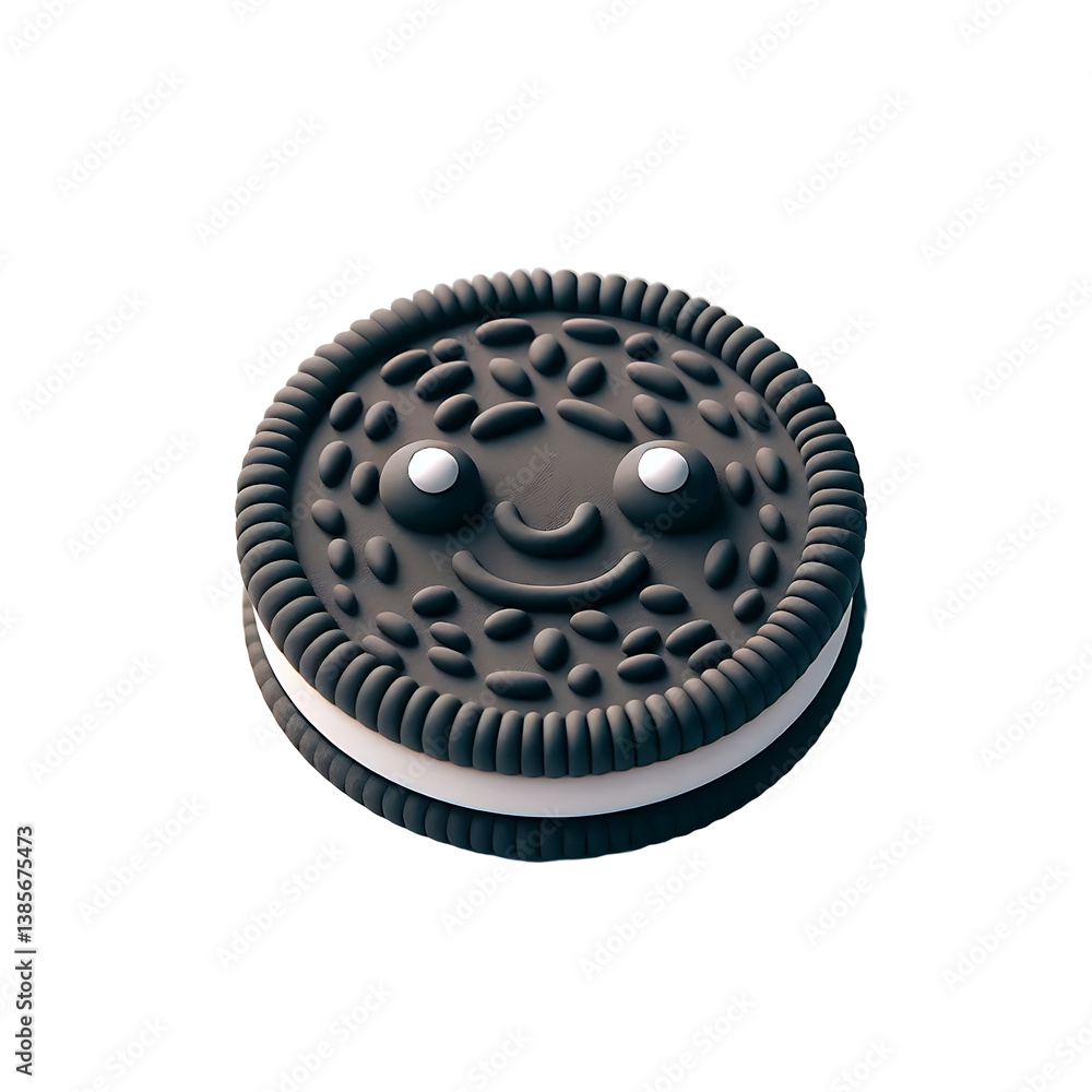 Smiling Cookie With Friendly Face and Cream Filling Smiling Cookie With Friendly Face and Cream Filling