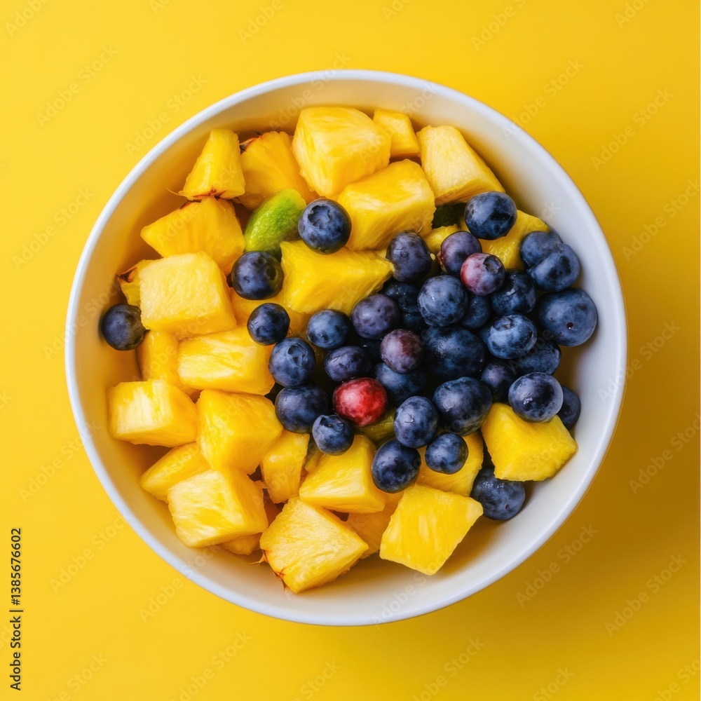 A fresh fruit salad with strawberries, blueberries, and kiwi. Featuring a colorful, nutritious dish A fresh fruit salad with strawberries, blueberries, and kiwi. Featuring a colorful, nutritious dish