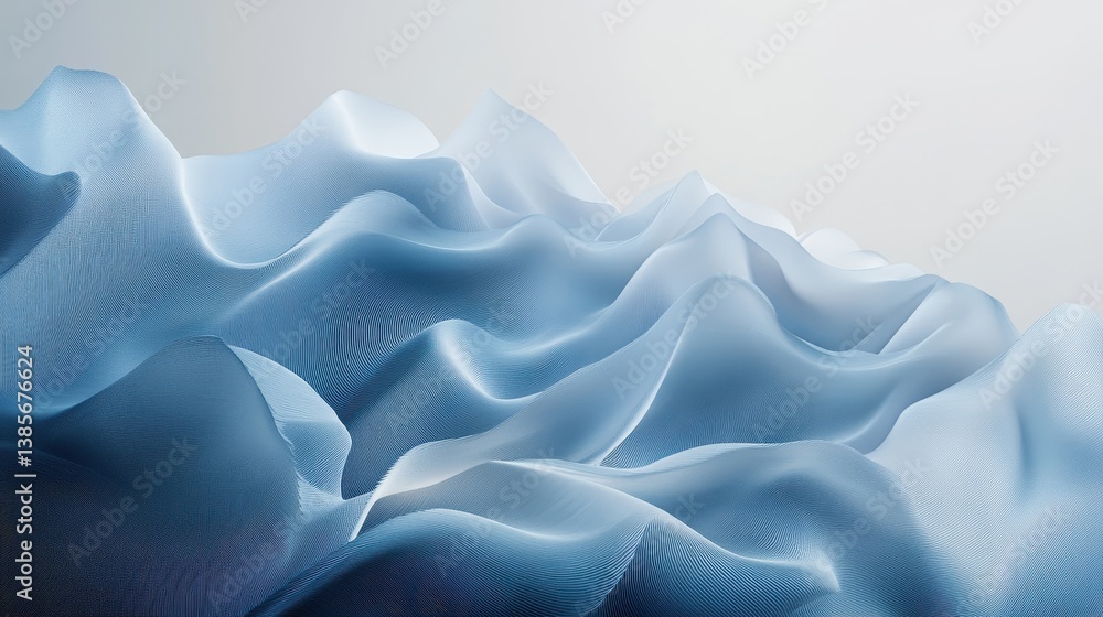 Obraz premium Elegant Blue Waves with Soft Fluid Shapes and Texture