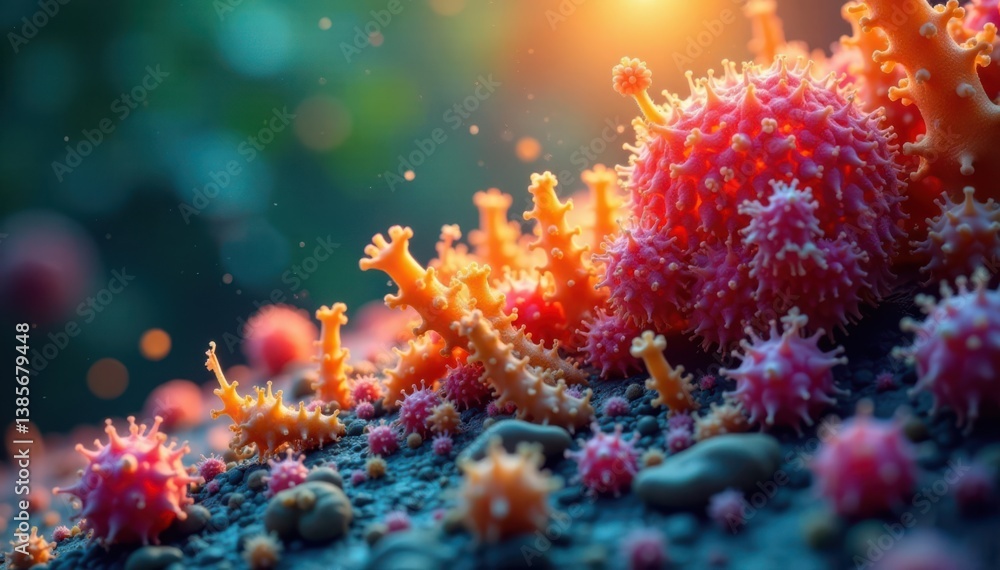 Microscopic view of organic matter, organic exposure, tiny life Microscopic view of organic matter, organic exposure, tiny life