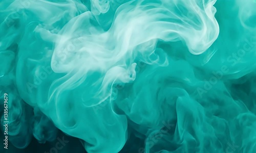 Swirling, teal cloud with gentle light. Soft, ethereal forms create a mesmerizing, dreamlike abstract