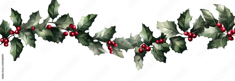 A red and green holly wreath with berries A red and green holly wreath with berries