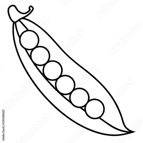 Simple Peas Illustration in Line Art Style