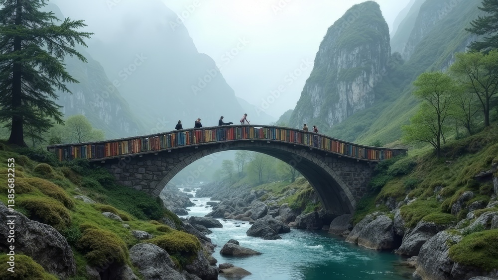 Fototapeta premium The Book Bridge between Mountains and Rivers