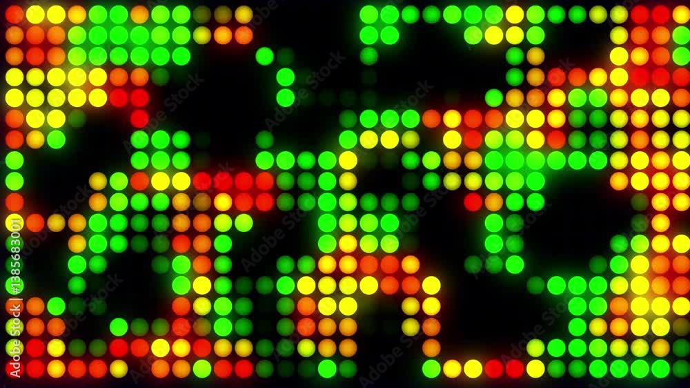 Abstract retro pixelated background with randomly moving digital colorful circles. Modern dot light background 4K loop Abstract retro pixelated background with randomly moving digital colorful circles. Modern dot light background 4K loop