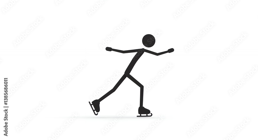 Figure skater on white background performing a graceful skating move Figure skater on white background performing a graceful skating move