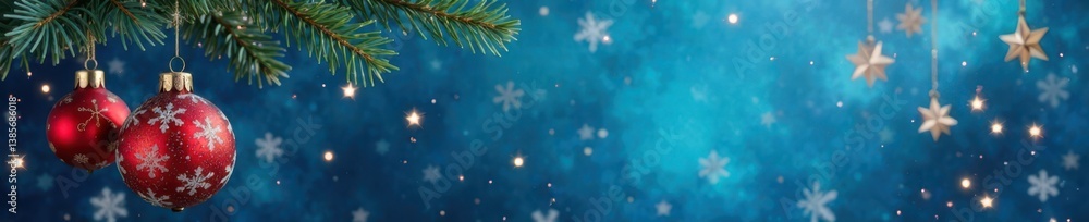 Ornament with snowflakes and glitter hanging from blue background, ornaments, snowflakes Ornament with snowflakes and glitter hanging from blue background, ornaments, snowflakes