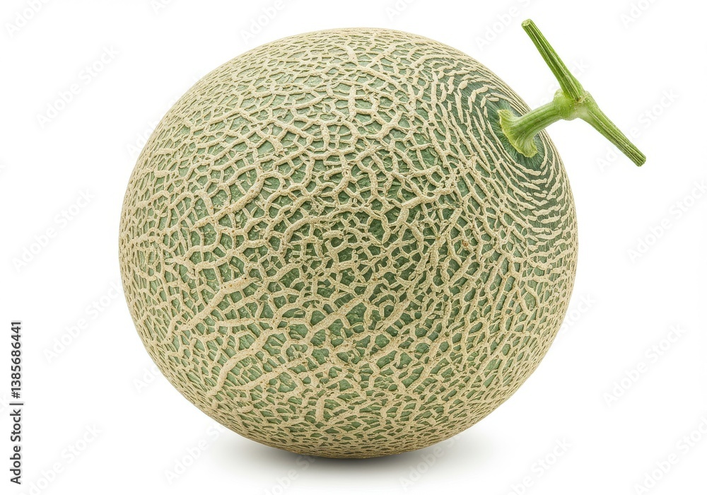 Photorealistic cantaloupe melon shape pale isolated white background Photorealistic cantaloupe melon shape pale isolated white background