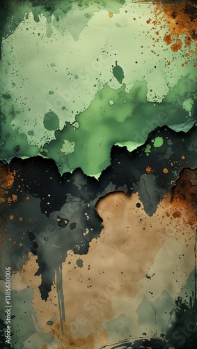 Light green to charcoal green color gradient aged paper grainy rough texture banner panoramic background