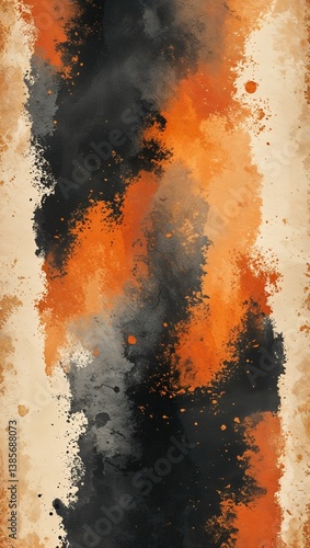 Light orange to charcoal orange color gradient aged paper grainy rough texture banner panoramic background